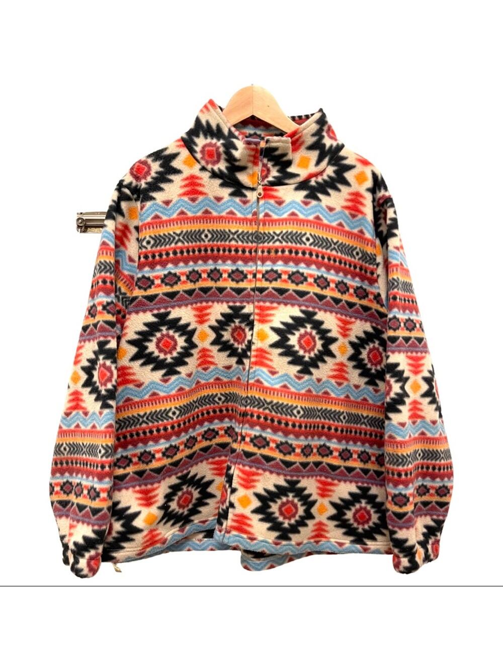 WESTERN BOHO unbranded fleece jacket tribal aztec pattern size LARGE tag missing